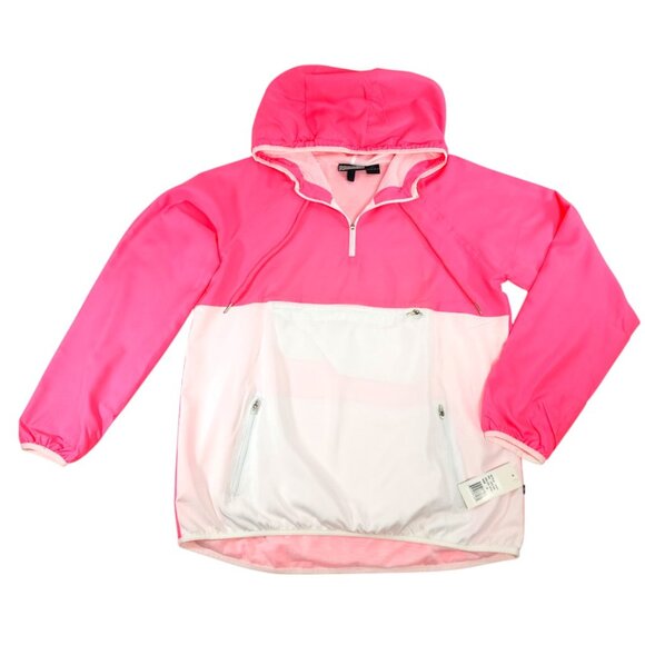PENNANT-Woman's Sportswear-Jacket-SIZE SMALL-Quarter Zip-Hoodie-Pink-White-NWT - Picture 1 of 14